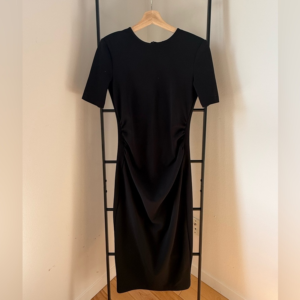 Zara Black Midi Dress with Short Sleeves